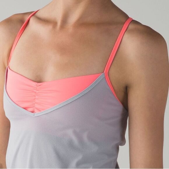 LULULEMON Roll Out Tank Silver Fox Grapefruit Women’s Size 4 - Picture 2 of 6